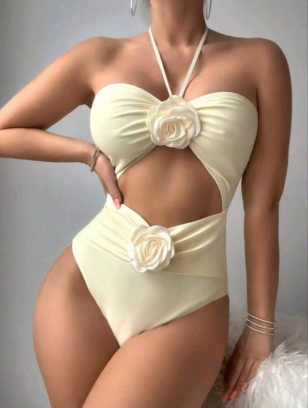 Zara-Inspired Rosette Cut-Out One-Piece Swimsuit